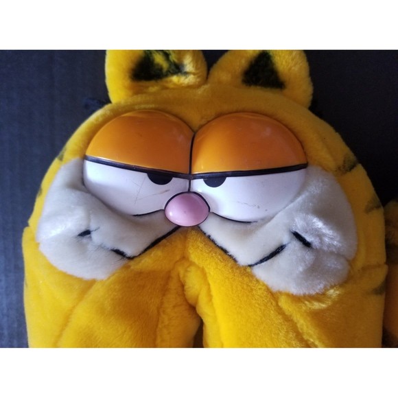 Vintage 80s 1981 Garfield cat comic cartoon house Slippers yellow M 7 8 - Picture 3 of 8